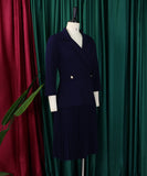 Seductive All Black Pleated Dress With Tailored Collar