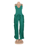 Fluffy Lace Halter Top And Pants Set With Tassels Details