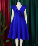 V Neck Ruffled Floral Evening Dress for Elegant Banquets
