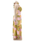 Plaid Sleeveless Blazer With Wide Skirt Set In Vibrant Colors