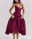 Sexy Sleeveless Plunging Dress Solid Color Polyester