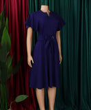 Plus Size Solid Color Lace Up Short Sleeve Dress for Women