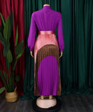 Strappy Pleated Long Sleeve Multi Color Dress for Women