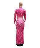 Chic Long Sleeve Top Bag Hip Split Skirt Two-Piece Set for Elegant Versatility