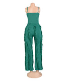 Fluffy Lace Halter Top And Pants Set With Tassels Details