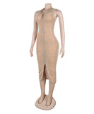Glamorous Hot Drill Hanging Neck Perspective Slim Slit Wrap Buttock Dress