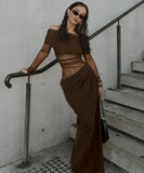 Sultry Off Shoulder Dress Net Dress With Openwork In Black