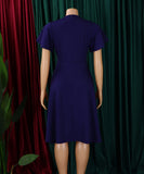Plus Size Solid Color Lace Up Short Sleeve Dress for Women