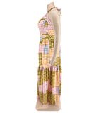 Plaid Sleeveless Blazer With Wide Skirt Set In Vibrant Colors