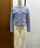 Fashionable Button Embellished Short Blazer Polyester