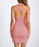 Sexy Neck-Wrap Pleated Full-Skirt Dress in Vibrant Colors
