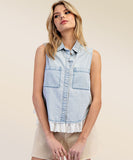 Slim Fit Embellished Sleeveless Vest for Everyday Wear