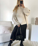 Relaxed Semi High Neck Pullover Sweater For Everyday Wear