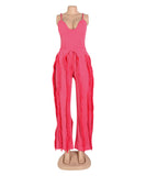 Fluffy Lace Halter Top And Pants Set With Tassels Details