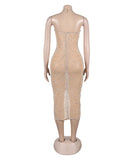Glamorous Hot Drill Hanging Neck Perspective Slim Slit Wrap Buttock Dress