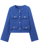 Fashionable Button Embellished Short Blazer Polyester