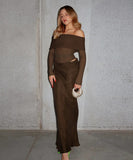 Sultry Off Shoulder Dress Net Dress With Openwork In Black