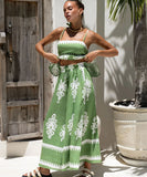 Ethnic Style Backless Halter Pants Set Figure Hugging