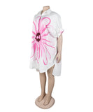 Classic Printed Shirt Dress With Lapel Collar Slim Fit