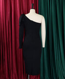 Sexy Shapewear Oblique Shoulder Dress Slimming Bodycon Evening Wear