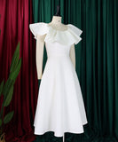 Elegant Ruffled Skirt Banquet Dress in Black Red and White