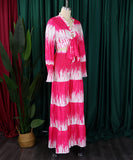 Stylish Printed Lace-Up Long-Sleeved Top & Wide-Leg Pants
