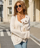 Classic Relaxed Cardigan With Pocket V Neck For Women
