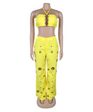 Sexy Slits Fitted Two-Piece Set in Black Yellow Apricot White