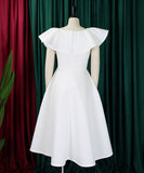 Elegant Ruffled Skirt Banquet Dress in Black Red and White