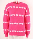 Classic Women Heart Pattern Knit Sweater Trendy Pullover
