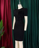 Solid Color Short Sleeved Wraparound Lace Ruffled Dress