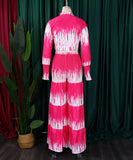 Stylish Printed Lace-Up Long-Sleeved Top & Wide-Leg Pants