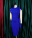 Plus Size Tight Sexy Mid-Length Dress in Blue and Black