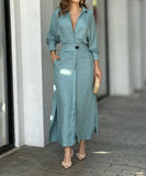 Slim-Fit Strappy Solid Color Blouse Dress For All Occasions