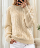 Relaxed Round Neck Sweater Top For Women Casual Everyday