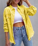 Raw Edge Distressed Denim Jacket