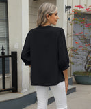 Chic Keyhole V-neck Seven-point Sleeved Loose Chiffon Top