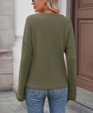 Striped Waffle Knit Top Stretch All Day Comfort Everyday