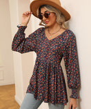 Printed Bubble Long Sleeve Fitted Top Nylon Elastane Blend