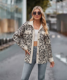 Leopard Print Buttoned Long-Sleeve Jacket With Versatile Styling