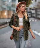 Leopard Print Buttoned Long-Sleeve Jacket With Versatile Styling