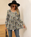 Printed Bubble Long Sleeve Fitted Top Nylon Elastane Blend