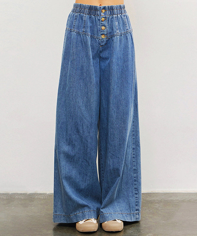 Drapery Style Vintage Stretch Jeans With Wide Leg Inseam
