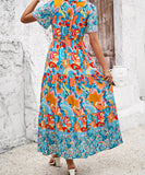 Casual Printed Vacation Dress in Green and Navy for Summer Fun