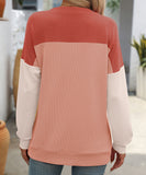 Round Neck Stretchy Strip Multicolor Long Sleeve T Shirt