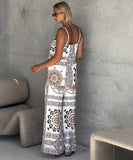 Relaxed Halter Top And Wide Leg Pants Two Piece Set