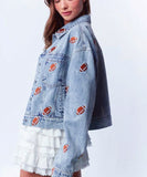 Distressed Denim Jacket Heavy Duty Embroidered For Men