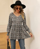Printed Bubble Long Sleeve Fitted Top Nylon Elastane Blend