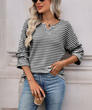 Striped Waffle Knit Top Stretch All Day Comfort Everyday