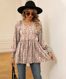 Printed Bubble Long Sleeve Fitted Top Nylon Elastane Blend